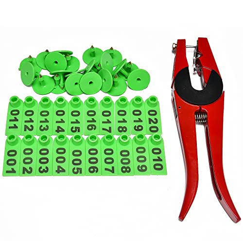 Identification Earring Ear Tag Applicator Sheep Ear Tags Farm Animal Laser Type Livestocks Ear Tag Tool for Goat/Sheep/Lamb（100PCS*Green） - color: Green, size: 100