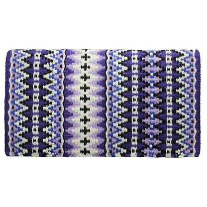 Tahoe Tack Reya Western Show Saddle Blanket – Handwoven 100% New Zealand Wool, Oversized 34" x 38", Heavyweight 5+ lbs, Vibrant Design, Ideal for Layering at Shows, Parades & Rodeos - color: Purple/Light Purple/Black/Silver/White