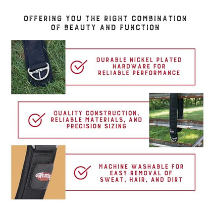 Weaver Equine Deluxe Super Horse Cinch, Anti-Slip Felt Lined Saddle Cinch Girth with Flat Buckle, Draft Horse Riding Supplies, ‎Black