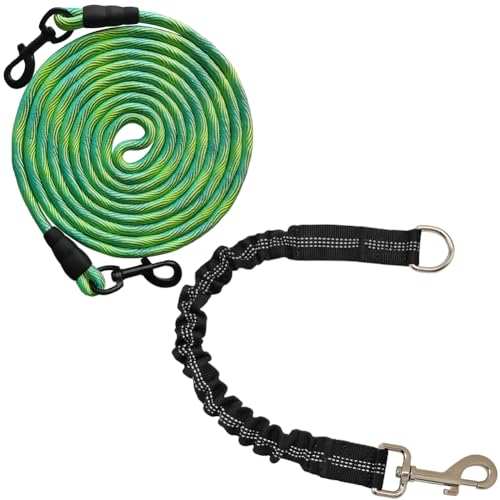 8FT Dog Tie-Out Rope + Bungee Dog Leash Extension