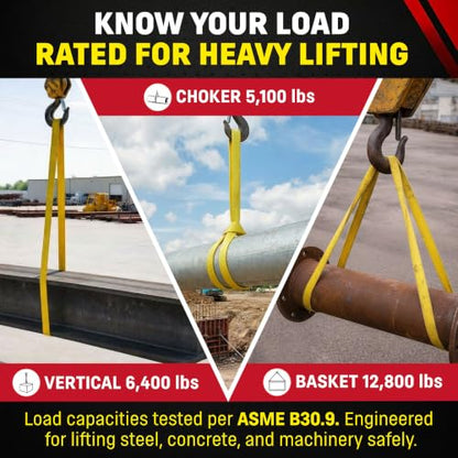 DD Sling 1" x 10' Nylon Endless Lifting Sling – USA Made | 6,400 lb Vertical, 5,100 lb Choker, 12,800 lb Basket – 2 Ply Heavy Duty 900 Webbing, Type 5 Endless Rigging Sling - size: 1"x10'