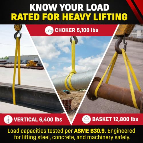 DD Sling 1" x 4' Nylon Endless Lifting Sling – USA Made | 6,400 lb Vertical, 5,100 lb Choker, 12,800 lb Basket – 2 Ply Heavy Duty 900 Webbing, Type 5 Endless Rigging Sling - size: 1"x4'