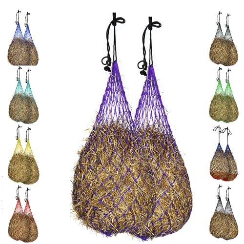 Majestic Ally Hay Net, Set of 2, Length - 54”, Holes 3"x3" for Horses - color: Purple