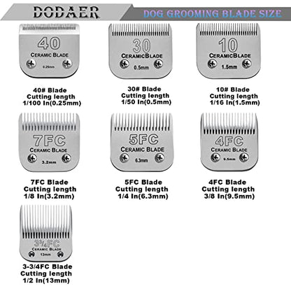 Dog Grooming Ceramic Blades Set,Compatible with Andis,Oster A5,Wahl KM10 - color: 40/30/10/7fc/5fc/4fc/3fc (7 Pack)