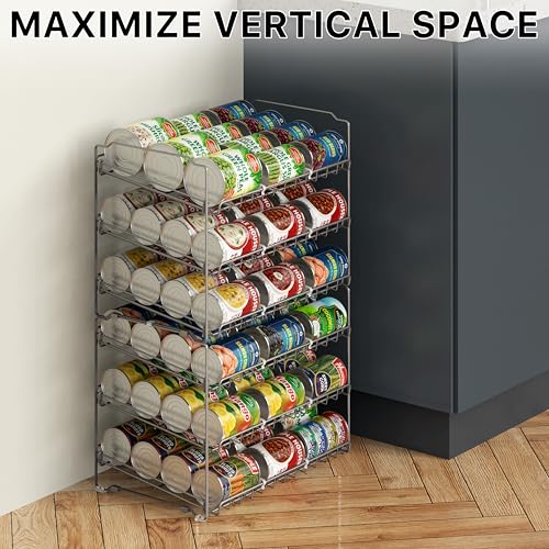 Simple Houseware Stackable Can Rack, Silver, Adjustable Plastic Dividers, Holds 36 Cans - color: Silver