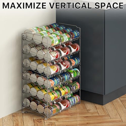 Simple Houseware Stackable Can Rack, Silver, Adjustable Plastic Dividers, Holds 36 Cans - color: Silver