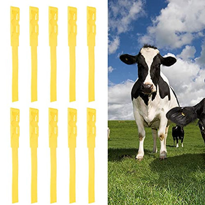 10-Pack Cow Identification Bands, Plastic Cattle Marking Rings - color: Yellow