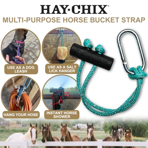 hay chix Horse Bucket Strap for Stalls - Bucket Hanger - 14 Inch, Turquoise - color: R. Turquoise