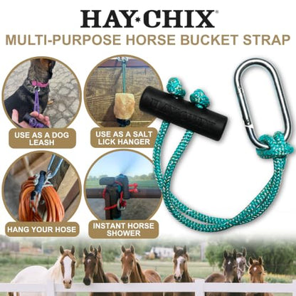 hay chix Horse Bucket Strap for Stalls - Bucket Hanger - 14 Inch, Turquoise - color: R. Turquoise