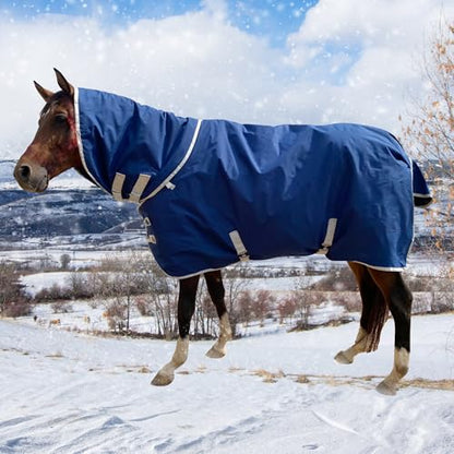 Horse Blanket Winter Water Resistant,220g Warm Cotton Filling Liner 1200D Premium Turnout Horse Blanket,Medium Weight Blanket 72 inches,135cm