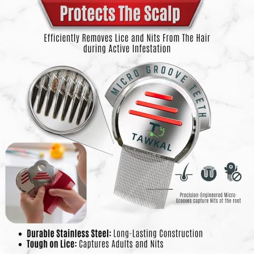 7-Piece Lice Removal Kit, 3 Combs Stainless Steel Lice Combs with Protective Wrap, Spray Bottle & Hair Clips, Pouch Removes Lice, Nits & Eggs, for All Hair Types