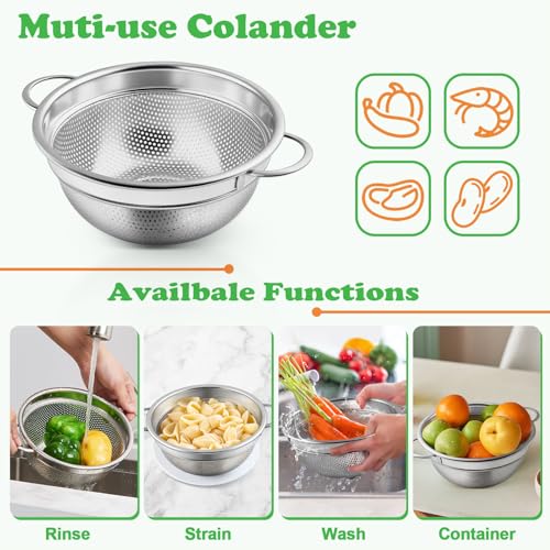 P&P CHEF 3 Quart Colander Strainer Stainless Steel Kitchen, 1PC
