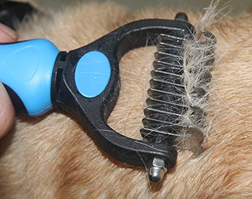 Maxpower Planet Pet Grooming Brush - Double Sided Dematting Undercoat Rake for Dogs and Cats, Extra Wide Pet Brush to Reduce Shedding by 95% (Blue, S) - color: Blue, size: Small