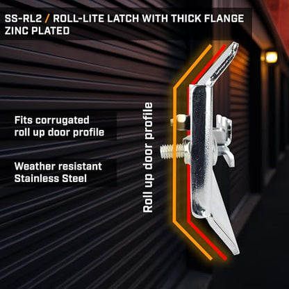 Roll-Lite Zinc Plated Latch, with Thick Flange and Hardware 9-3/8" x 3-5/16" for Wayne Dalton, Roll-Lite, Roll-Right, Trac-Rite, Epic Doors, with Hardware - size: SS-RL2