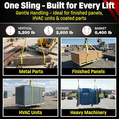 DD Sling 1 Inch x 8 Foot Nylon Lifting Sling – USA Made, 3,200 lb Vertical, 2,600 lb Choker, 6,400 lb Basket – 2-Ply Heavy Duty 900 Webbing, Type 3 Flat Eye & Eye Rigging Sling - size: 1"x8'