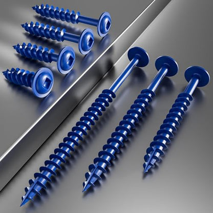 Wensilon (Blue) Pocket Hole Screws # 8 * 1" 154pcs 1lbs Square Hole Wood Screws and Round Head Square Hole self Tapping Screws are Suitable for Wooden use.150MM,60MM Drive bit Included. - color: Blue, size: 8*1"
