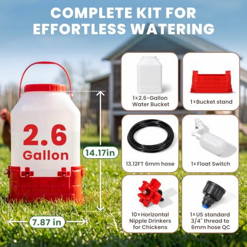 HIRALIY 2.6 Gal Automatic Chicken Waterer with Nipple Drinker