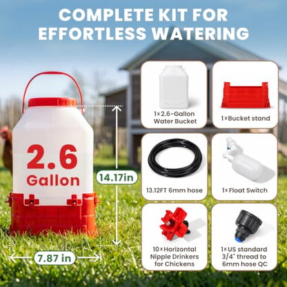 HIRALIY 2.6 Gal Automatic Chicken Waterer with Nipple Drinker