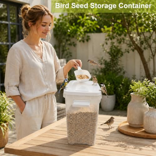 5-10 Lbs Airtight Cat Dog Food Storage Container, 8QT Compact Pet Food Bin - color: Bright White