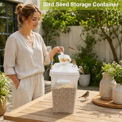 5-10 Lbs Airtight Cat Dog Food Storage Container, 8QT Compact Pet Food Bin - color: Bright White