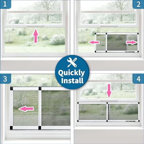Expandable Window Screen, 2 Pack Adjustable Window Screen (15" H x 21" - 40" W) - Medium Replacement Window Screens with Frame, Durable Replacement Screen for Window - size: 2 Packs【15" H x 21" - 40" W】