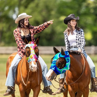 Qualirey 12 Pieces Horse Fly Mask Bulk, Medium, Tie Dye Patterns - color: Tie Dye Patterns, size: Medium