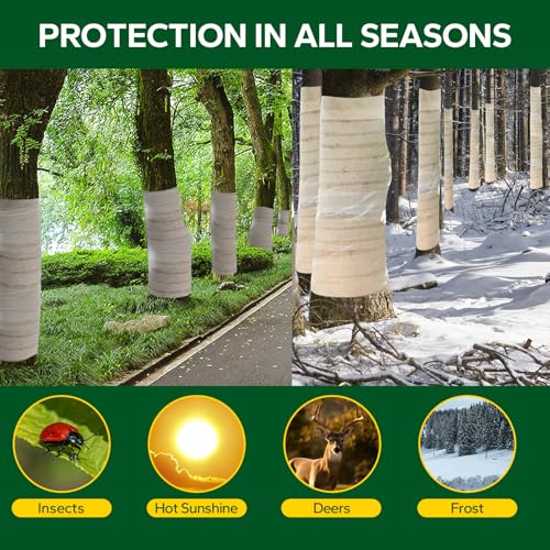 328ft Tree Wrap to Protect Bark, Tree Wrap for Damaged Bark, Tree Trunk Wrap to Keep Plants Warm and Tree Trunk Protectors from Deer and Animal, Durable and Effective, White - color: 328ft-white