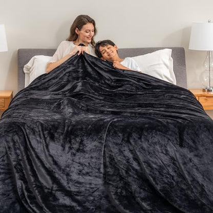 Berkshire Blanket VelvetLoft Big Oversized King Family Blanket, All Season Mid-Weight Ultra Silky and Fuzzy, Seamless Extra Large(Black, 120x120 Inches) - color: Black, size: Oversized King