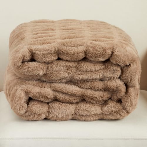 Springtree Home Luxury Micro Plush Throw Blanket | Thick Faux Fur | Dune | Lily Collection | 60" x 70" | Brown Blanket | Ultra Plush - color: Dune, size: 60" x 70" (Large)