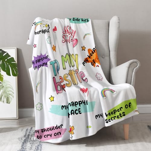 Bestie Blanket Gifts for Women Girls to My Bestie Unique Friend Best Friendship Sister Soft Throws Cozy Bed Couch Plush Birthday Christmas Lightweight Blanket 50"x60" - color: Bestie, size: 50"x60"