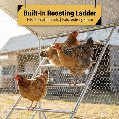 CHIKENCOOP 19.5x9.8x6.5 ft Metal Chicken Coop, Chicken Run with Cover - size: 238.0"L x 118.0"W x 80.0"H