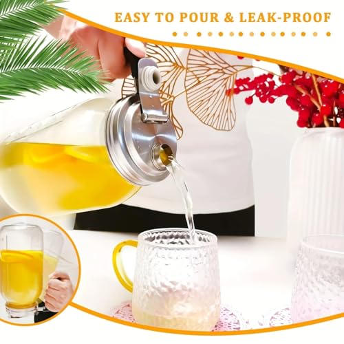 2PCS Mason Jar Drinking Lids,Stainless Steel Wide Mouth Mason Jar Sip Lid Accessories,Anticracking Leak Proof Seal Flip Cap Cover Airtight Accessories for Drink (Regular Mouth with Handle) - style: Regular Mouth with Handle