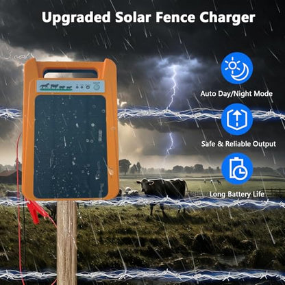 Solar Electric Fence Charger, 0.2J 8kV with Day/Night Mode