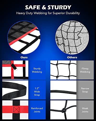 OMT 6x4.8ft Heavy Duty Cargo Net for Truck Bed & SUV, 1100lb Capacity - size: 6 x 4.8 ft.