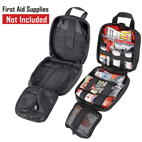 LIVANS 1000D First Aid Bag Empty, Medical Ifak Pouch for Emergency & EMT - color: Black(7.1"l X 3.5"w X 8"h)