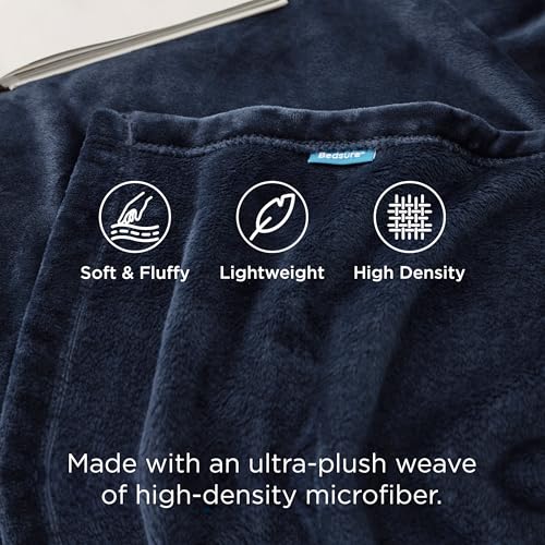 Bedsure GentleSoft Fleece Throw XL Blanket Navy - 300GSM Soft Lightweight Plush Cozy Blankets for Bed, Sofa, Couch, Travel, Camping, 50x70 inches - color: 02 - Navy, size: Throw XL (50" X 70")