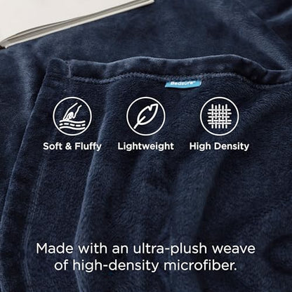Bedsure GentleSoft Fleece Throw XL Blanket Navy - 300GSM Soft Lightweight Plush Cozy Blankets for Bed, Sofa, Couch, Travel, Camping, 50x70 inches - color: 02 - Navy, size: Throw XL (50" X 70")