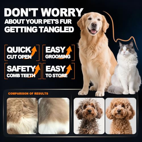 Dog Dematting Comb with Wooden Handle Undercoat Rake for Dogs