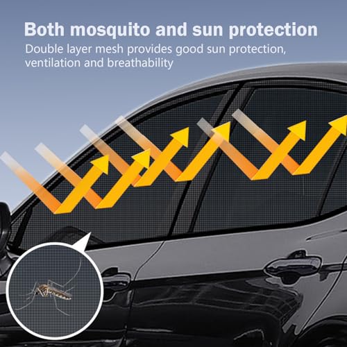 SLIMI 4 PCS Car Window Screens, Sunshade and Breathable Sun Screen Mesh,Multifunctional Double Layer Front and Rear Side Window Privacy Protection Car Window Shades Mesh, for Most SUVs (Black)