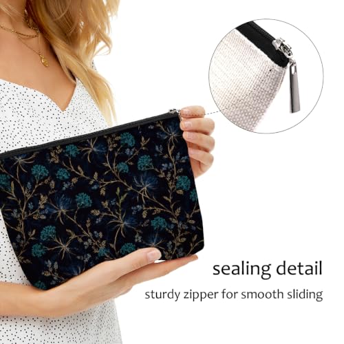 Dark Botanical Makeup Bag Dark Blue Cosmetic Bag - color: Multicolor 1614