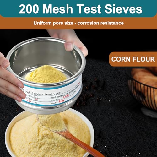 Full 304 Stainless Steel Mesh Sieve Screen, LVDALAB 200 Mesh (0.075mm) Aperture, 2.4inch(6CM) Dia Standard Sample Analysis Test Sieves Sifters Strainer for Industrial Laboratory Homes - size: 200 Mesh(0.075mm)/Ф2.4in(6CM)
