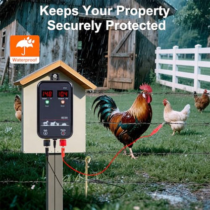 5 miles Electric Fence Charger,10kV 1J DC AC Electric Fence Energizer with LED Indicator,Powerful Plug-in Portable Electric Fence Kit for Livestock,Prevent Wild Animals Intrusion for Livestock Poultry
