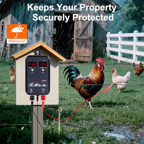 5Miles/8KM Electric Fence Charger,Output 10kV AC/DC Electric Fence Energizer 1 Joule with LED,Portable Electric Fence Plug in Charger for Livestock,Prevent Wild Animals Intrusion for Livestock Poultry