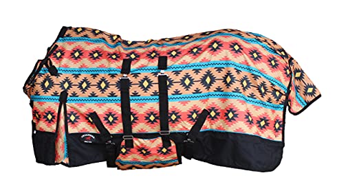 Challenger 1200D Horse Turnout Waterproof Heavy Weight Winter Blanket 591B - color: Orange Aztec, size: 66 inches