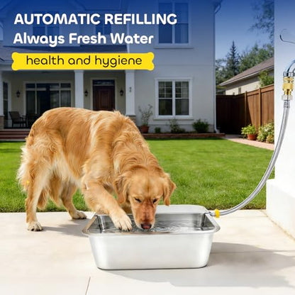 Automatic Dog Water Bowl Dispenser, 3 Gallon/11.6L Pet Water Dispenser for Cats and Large Dogs, 304 Stainless Steel Self Filling Auto Dog Water Feeder Outdoor Chicken Waterer for Livestock