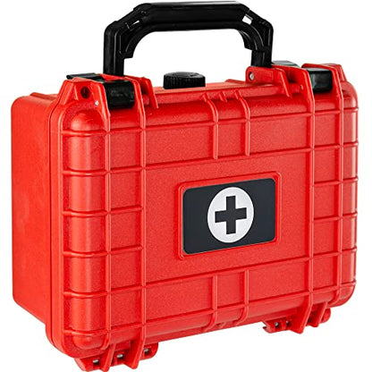 Eylar Compact 8.12 Inch Hard Protective Medical Case EMT First Responder and First Aid Service Storage Box, Waterproof, Dustproof, Shockproof with Foam (Red) - color: Red