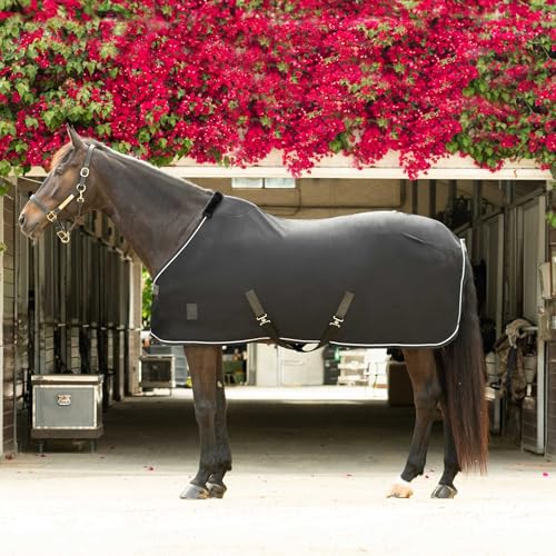 Equinavia Torr Quick Dry Fleece Horse Cooler Blanket Liner with Wither Relief - Black - 74 in - color: Black, size: 74 in