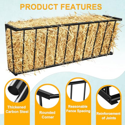 40'' Metal Wall Mount Hay Feeder, 25 Gallon Livestock Feeder | Steel Hay Feeder& Blanket Holder , Metal Wall Hay Rack for Goats, Sheep and Storage