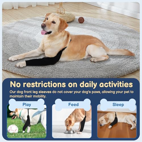 BARKLESS Dog Leg Sleeve for Front Single Leg After Surgery to Anti Licking - size: M(Leg Height 9.5-11.5")