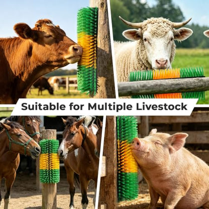 2 Pack Horse Brush Goat Scratching Post, Livestock Scratching Brush - color: Green
